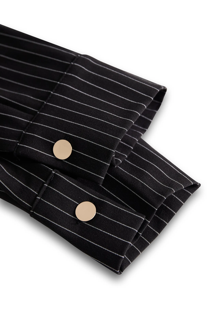 Classic Black Pinstripe Button-Down - Shirt Dress CASA LARO