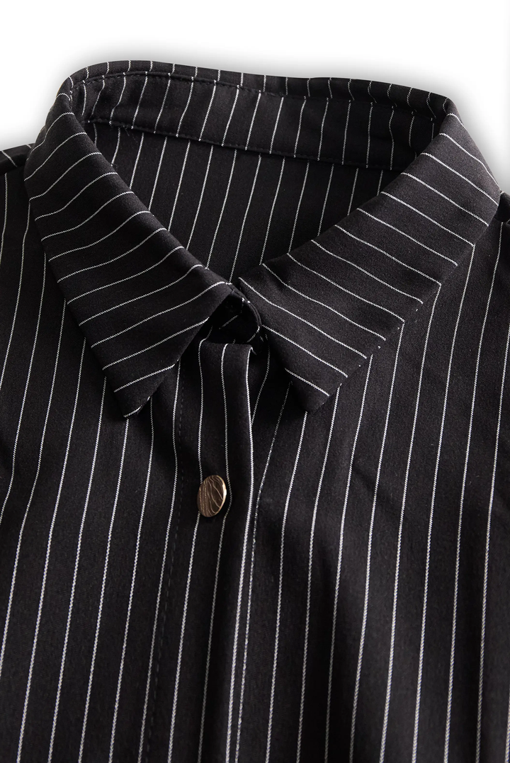 Classic Black Pinstripe Button-Down - Shirt Dress CASA LARO