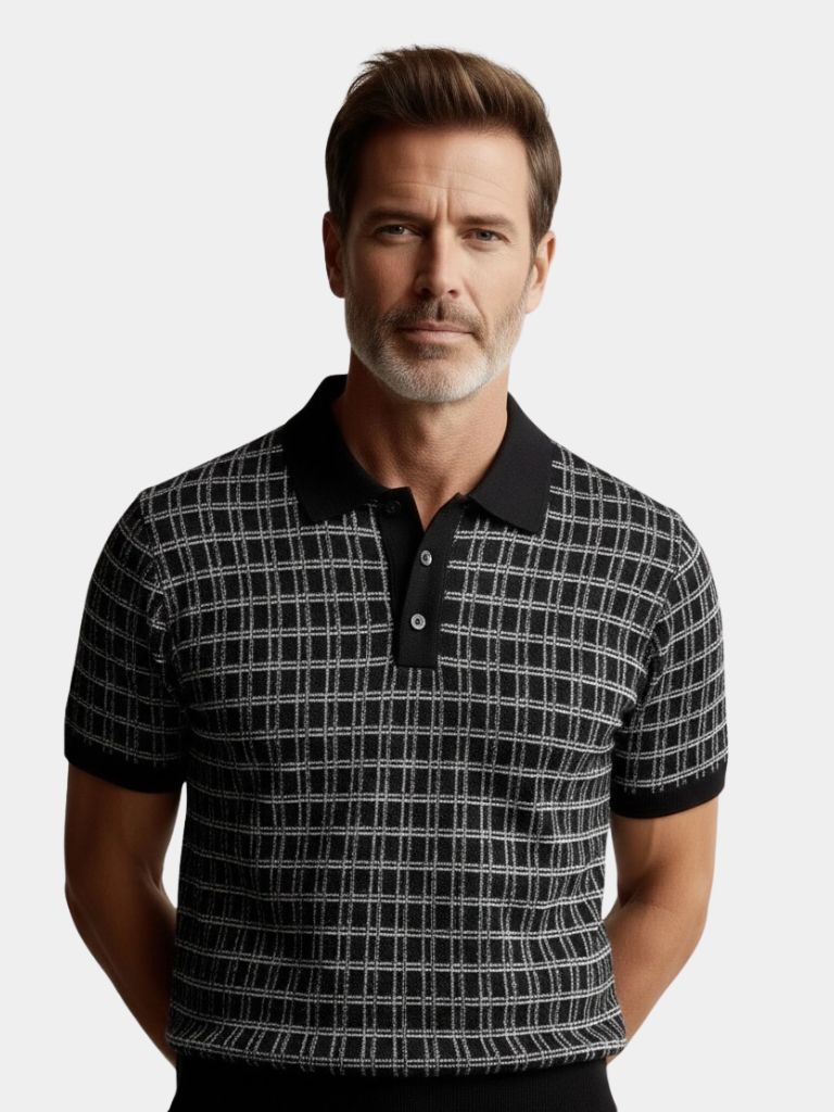 Classic Noir Knit Polo Shirt - Casa  Laro CASA LARO