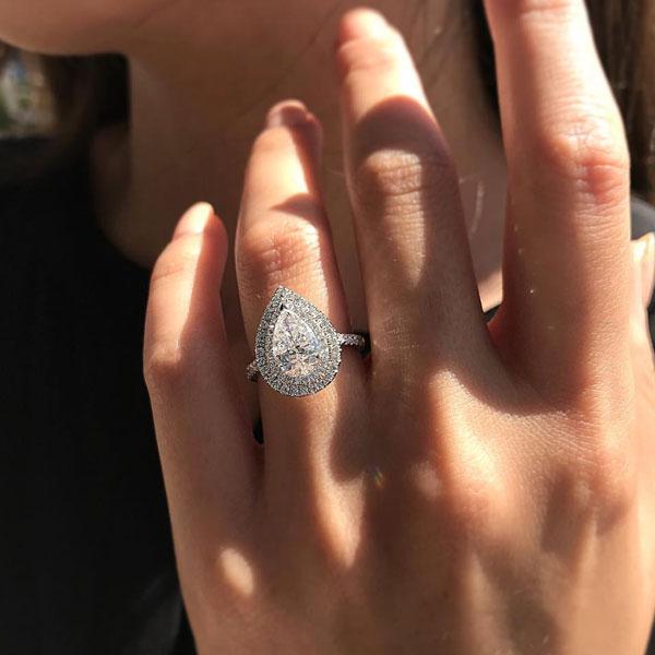 Pear Cut Halo 3-Pieces Bridal Set In Sterling Silver Shineofdiamond