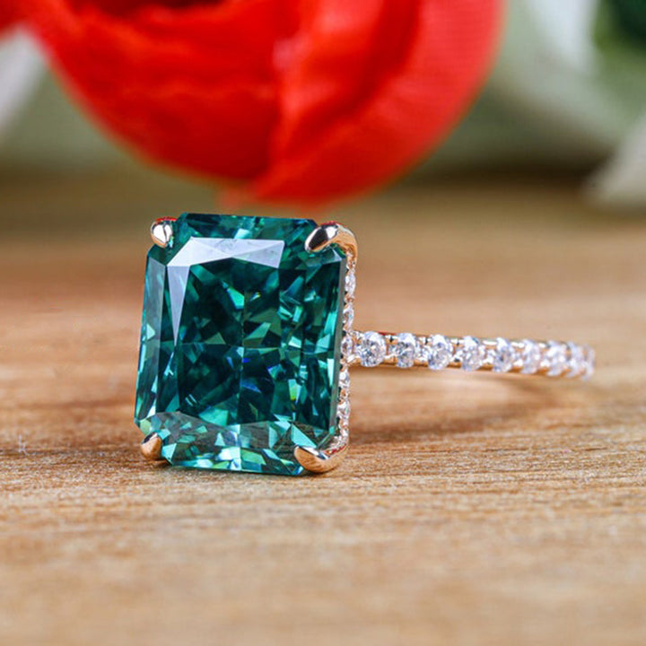 Gorgeous Radiant Cut Paraiba Tourmaline Sterling Silver Engagement Ring Shineofdiamond