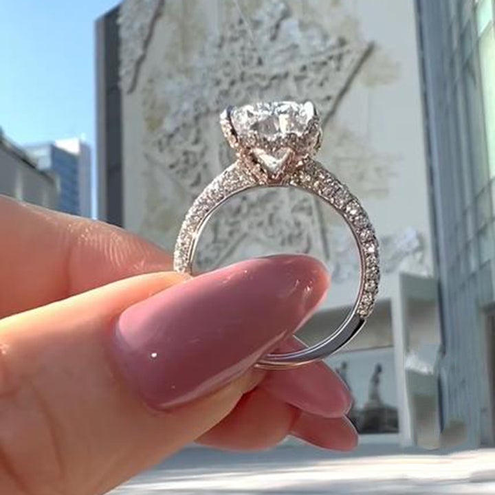 Gorgeous Cushion Cut Engagement Ring In Sterling Silver Shineofidamond