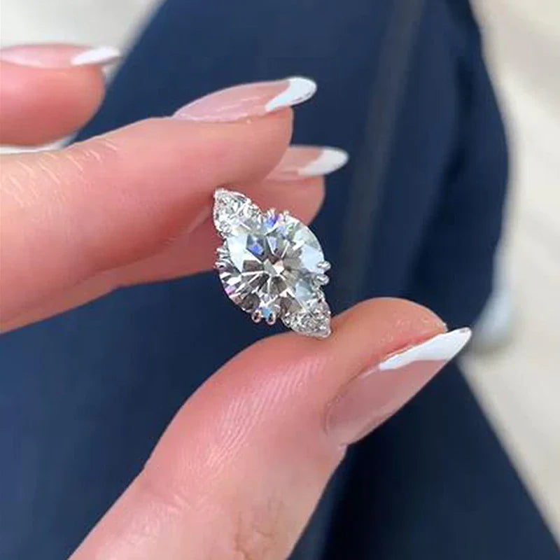 Handmade Round Cut Three Stone Sterling Silver Engagement Ring-Only Size 9.0 Available Shineofdiamond