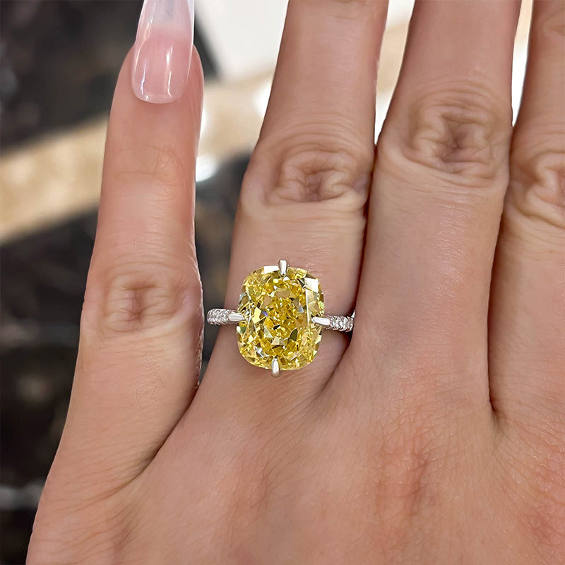 Yellow Stone Radiant Cut Engagement Ring in Sterling Silver Shineofdiamond