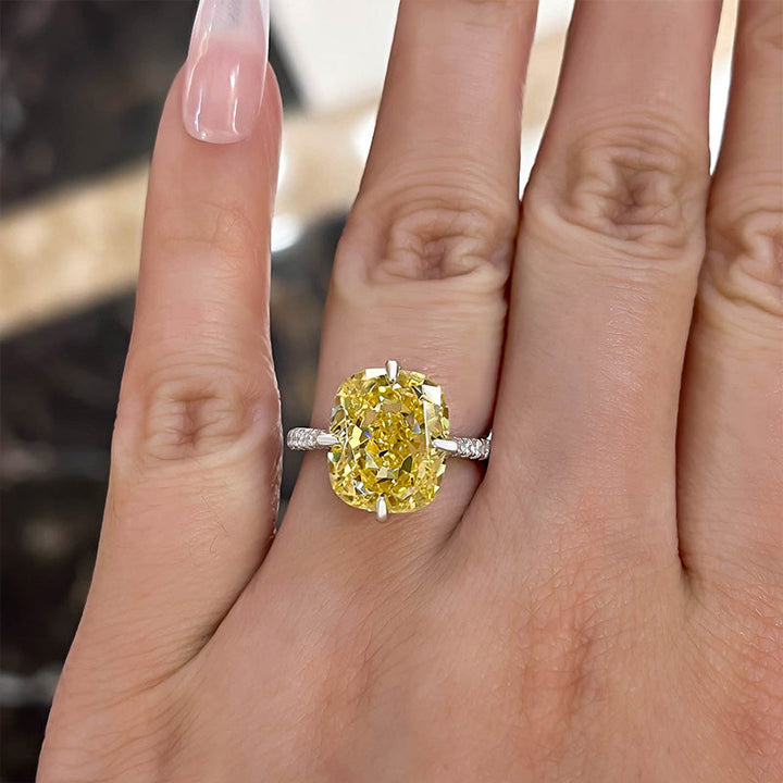 Yellow Stone Radiant Cut Engagement Ring in Sterling Silver Shineofdiamond