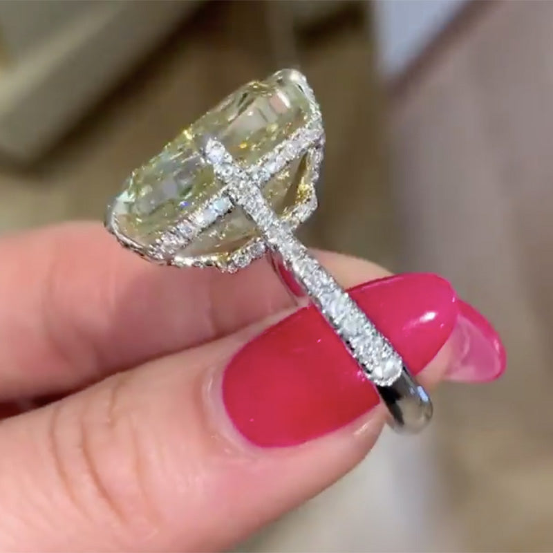 Yellow Stone Radiant Cut Engagement Ring in Sterling Silver Shineofdiamond