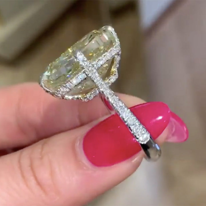 Yellow Stone Radiant Cut Engagement Ring in Sterling Silver Shineofdiamond