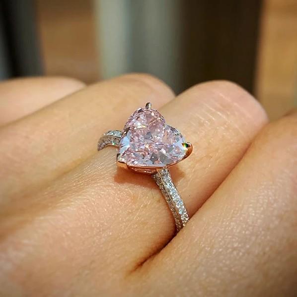 Heart Cut Fancy Pink Engagement Ring Shineofdiamond