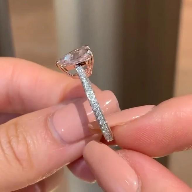 Heart Cut Fancy Pink Engagement Ring Shineofdiamond