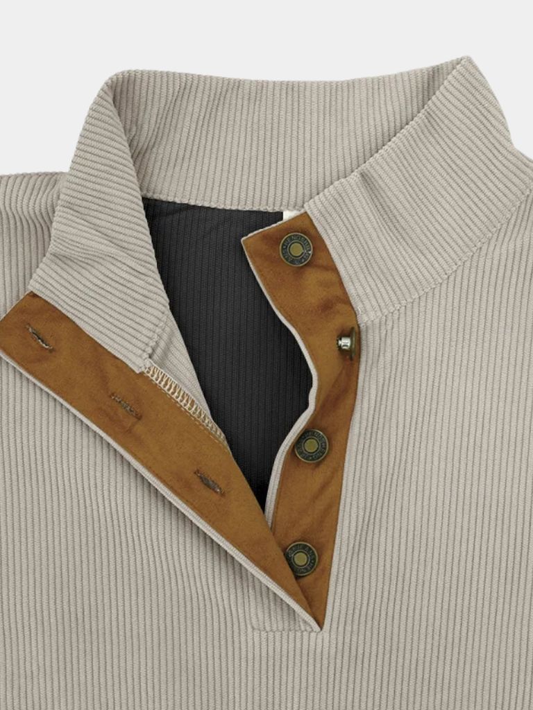 High Collar Corduroy Retro Pullover - Casa  Laro CASA LARO