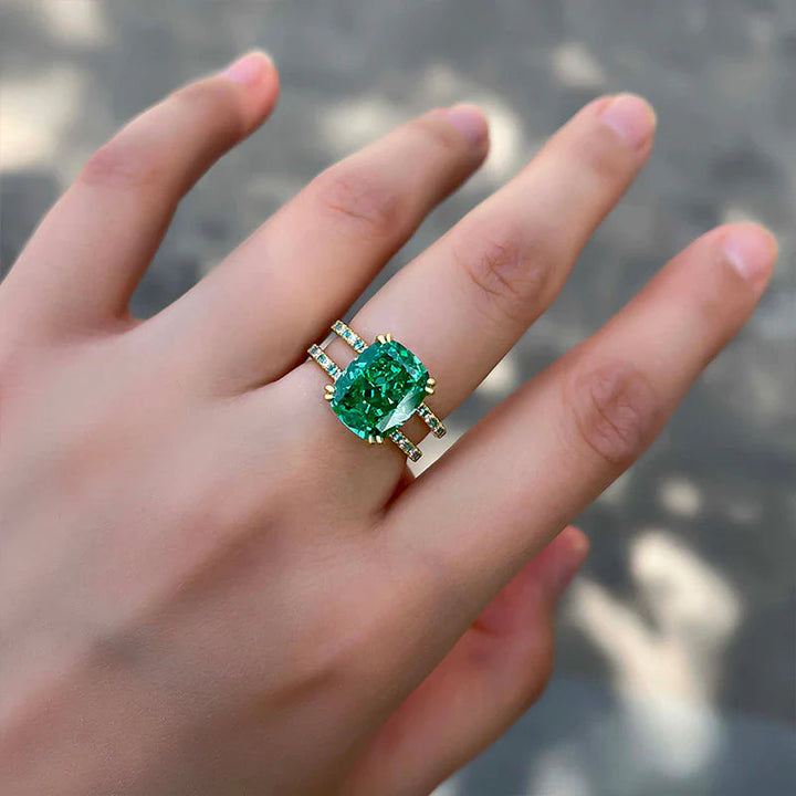 Paraiba Tourmaline Double Hollow Band Engagement Ring In Sterling Silver Shineofdiamond