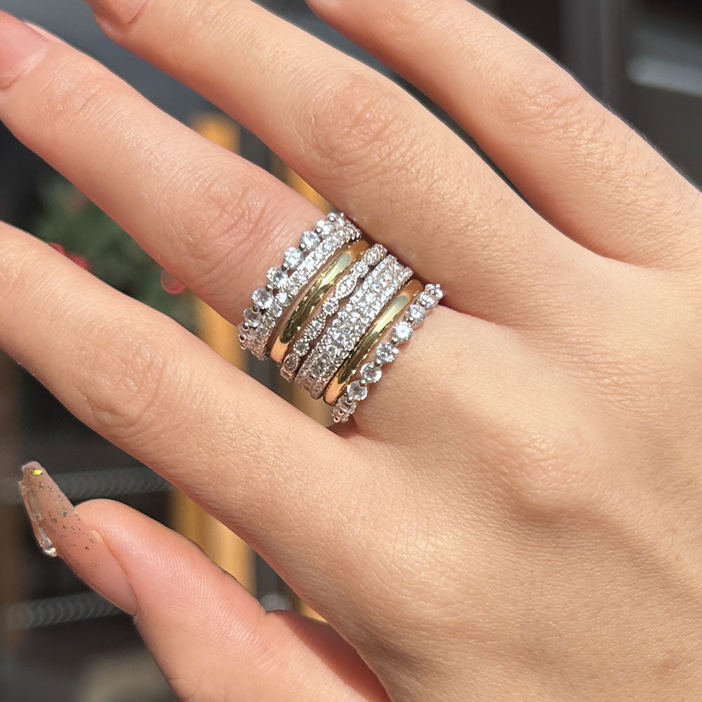 Stunning 6PCS Sterling Silver Wedding Band Set shineofdiamond