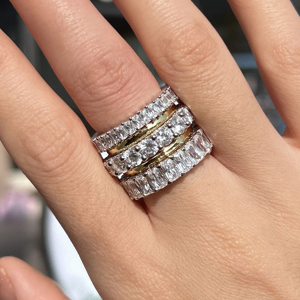 Stunning 5PCS Sterling Silver Wedding Band Set shineofdiamond