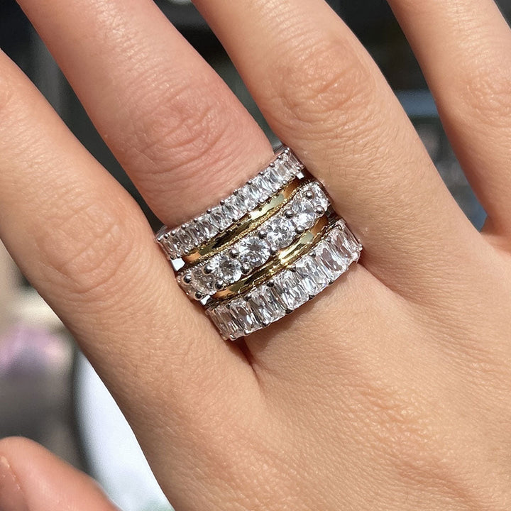 Stunning 5PCS Sterling Silver Wedding Band Set shineofdiamond