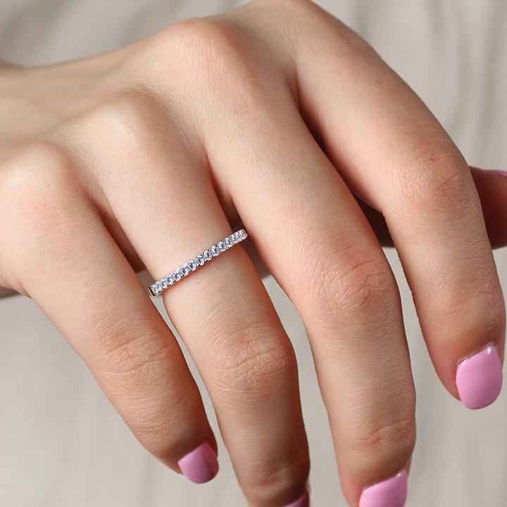 Classic Half Eternity Wedding Band In Sterling Silver Shineofdiamond