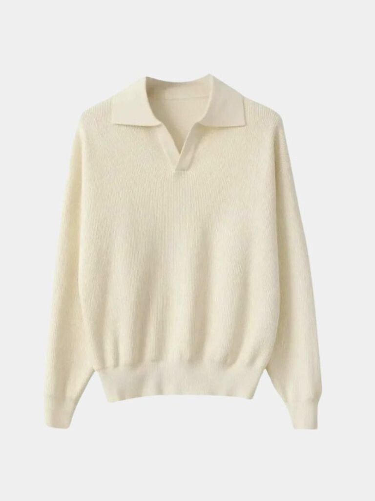 Essential V-Neck Polo Sweater - Casa  Laro CASA LARO