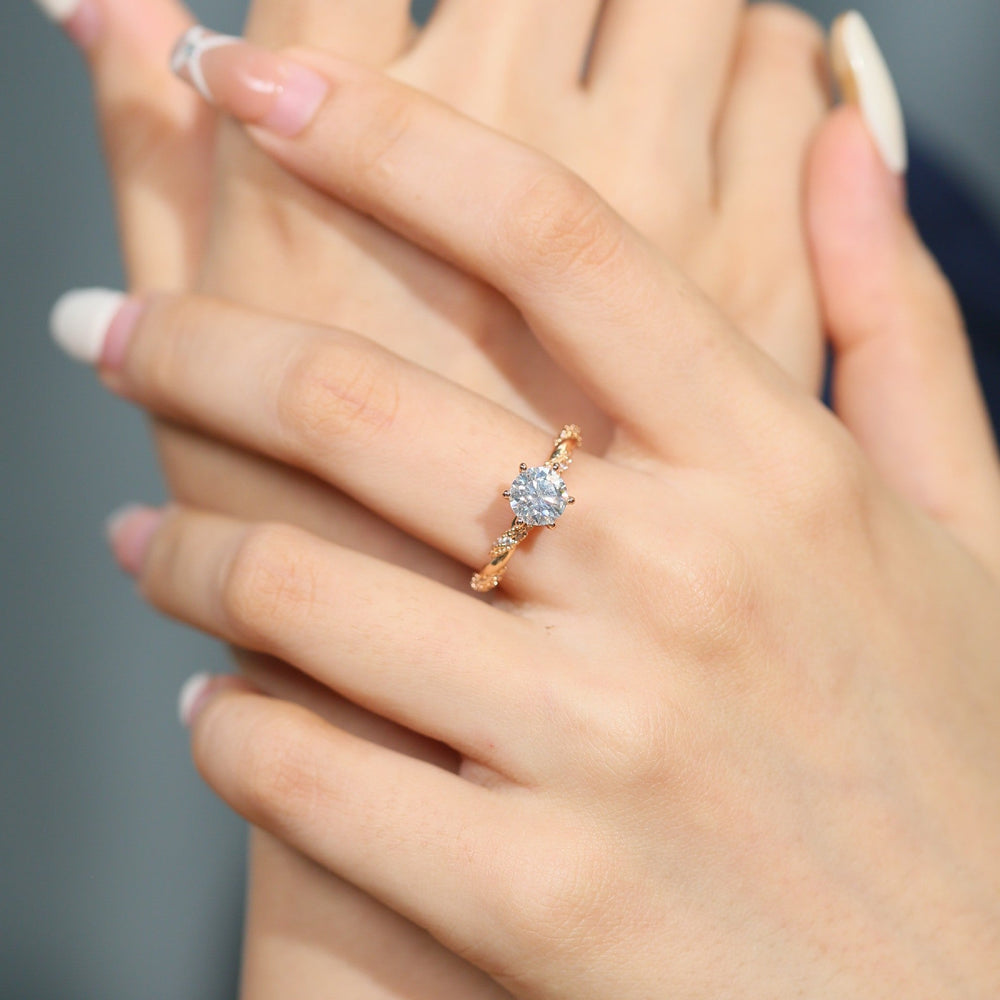 1 Carat Moissanite Twist Engagement Ring in Sterling Silver Shine of Diamond