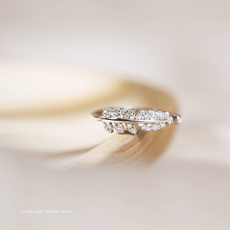 Adjustable Leaves Design Sterling Silver Ring Carly Jewelry