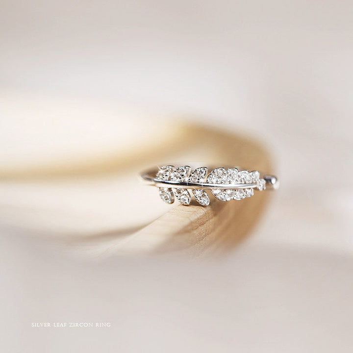 Adjustable Leaves Design Sterling Silver Ring Carly Jewelry