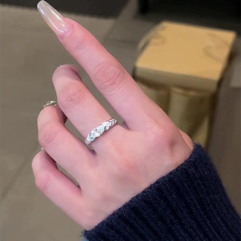 Stunning Marquise Cut Sterling Silver Wedding Band shine of diamond