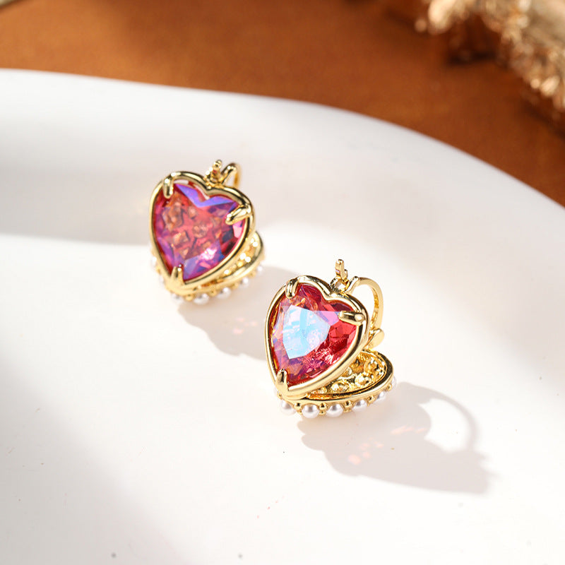 Retro Double-sided Heart Pearl Earrings Carly Jewelry