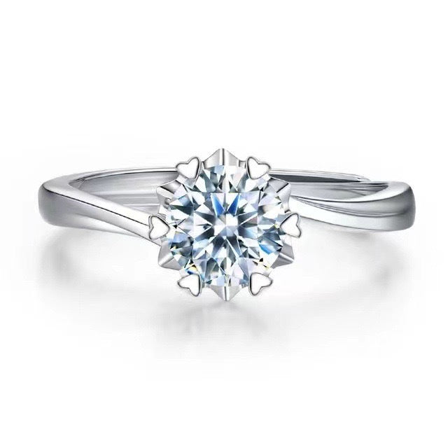 1/2 Carat D Color Snowflake Shape Bypass Shank Moissanite Sterling Silver Engagement Ring Shineofdiamond