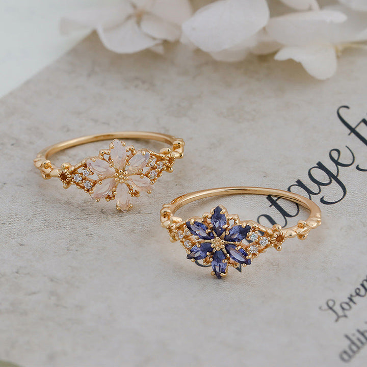 Flower Design 14K Gold Plated Ring Carly Jewelry