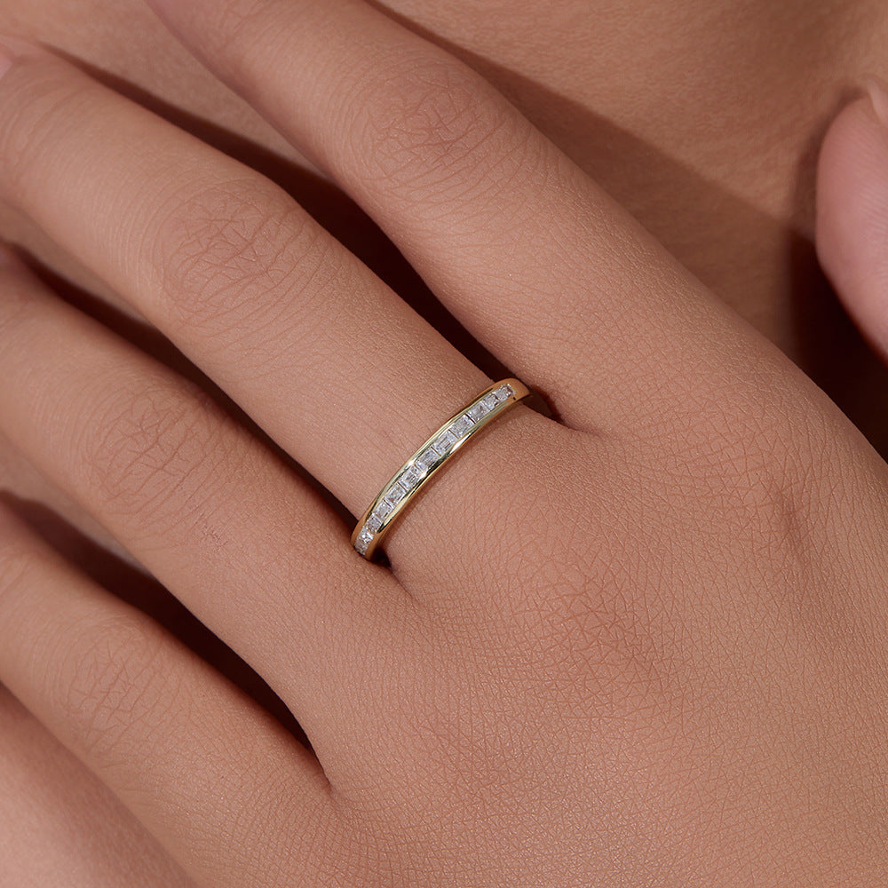 Simple Geometric Sterling Silver Band Shine of Diamond