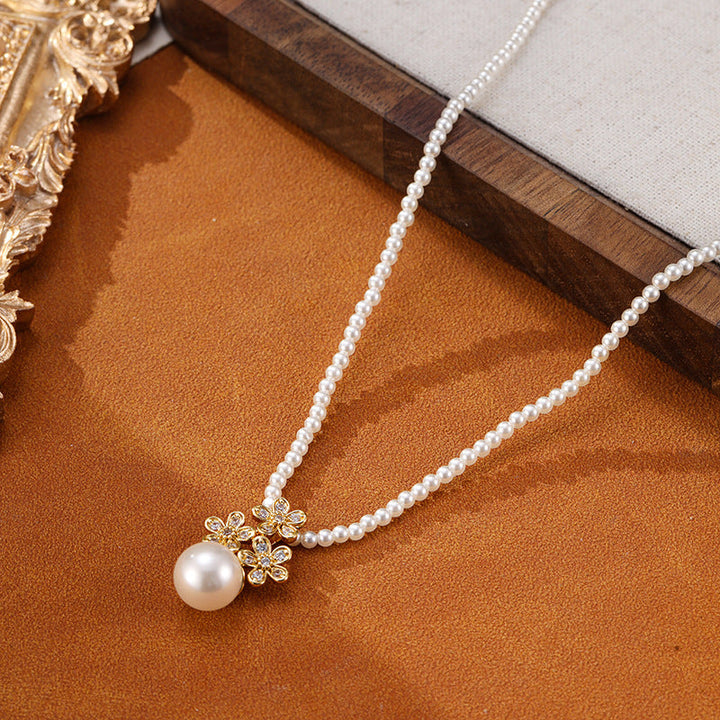 Sweet Flowers Pearl Design 18K Gold Plated Neckalce and Earrings Carly Jewelry