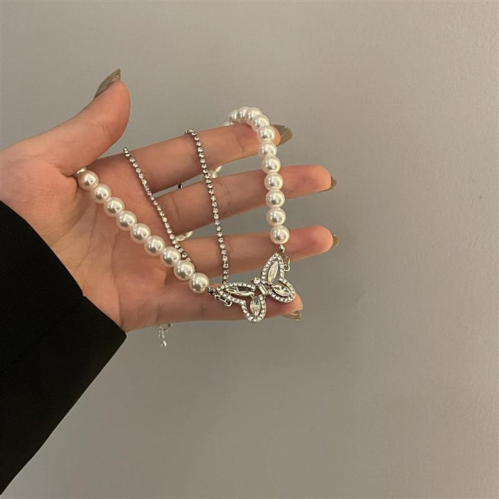 Butterfly Design Pearl Double Layered Choker Dazzleyesjewelry