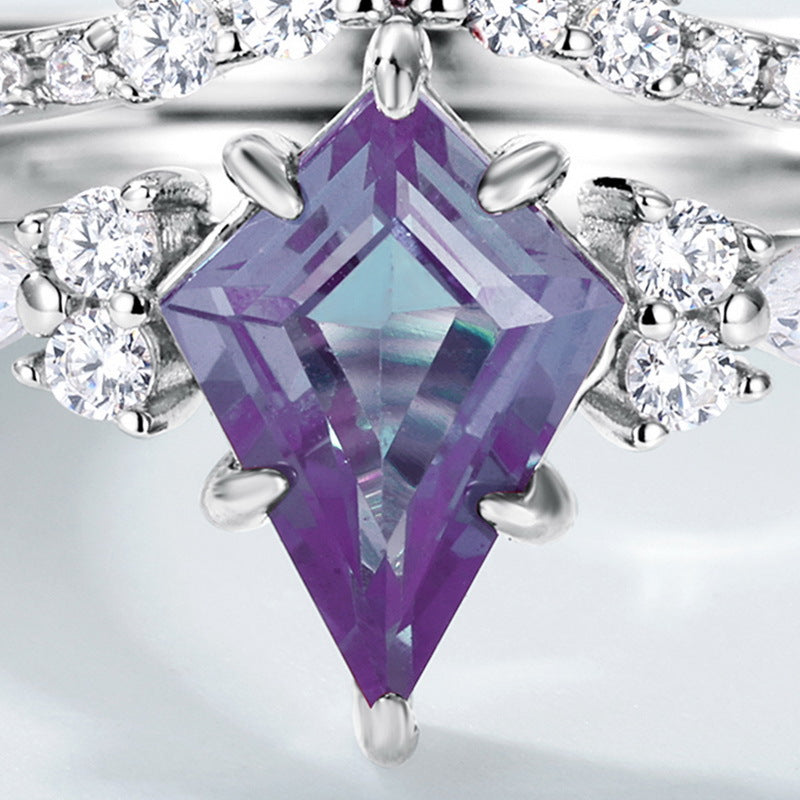 Gorgeous 2 Pcs Alexandrite Ring Set Carly Jewelry