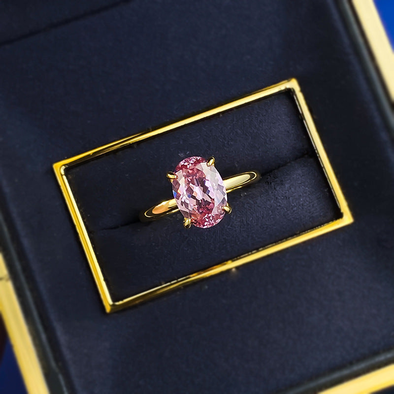 Golden Tone Morgan Oval Cut Engagement Ring in Sterling Silver shine of diamond