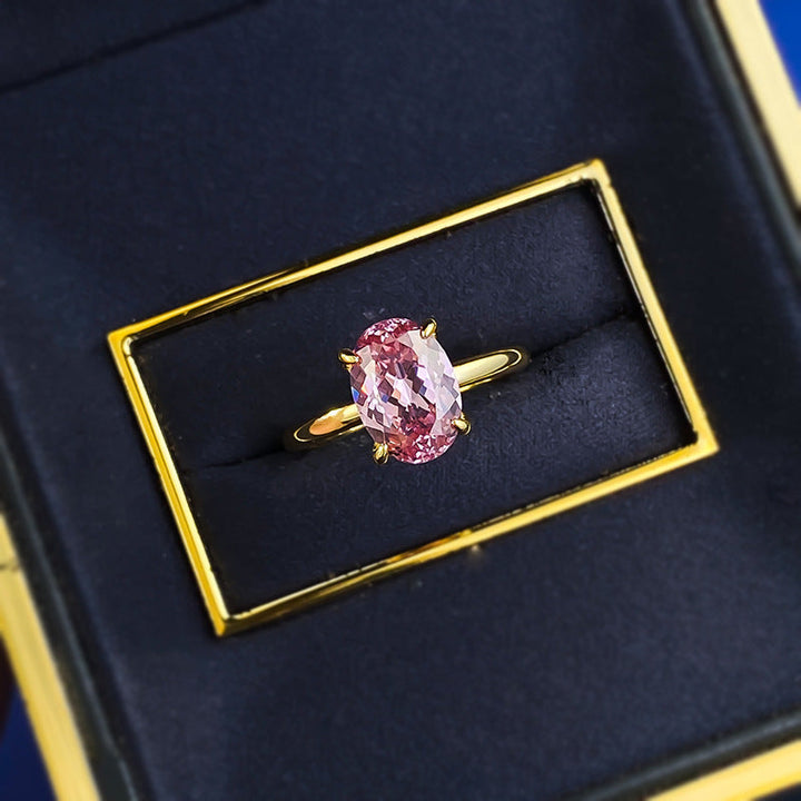 Golden Tone Morgan Oval Cut Engagement Ring in Sterling Silver shine of diamond