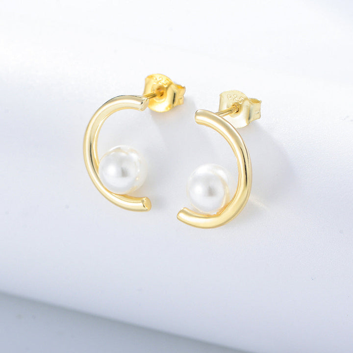 C Design Pearls Studding Earrings Carly Jewelry