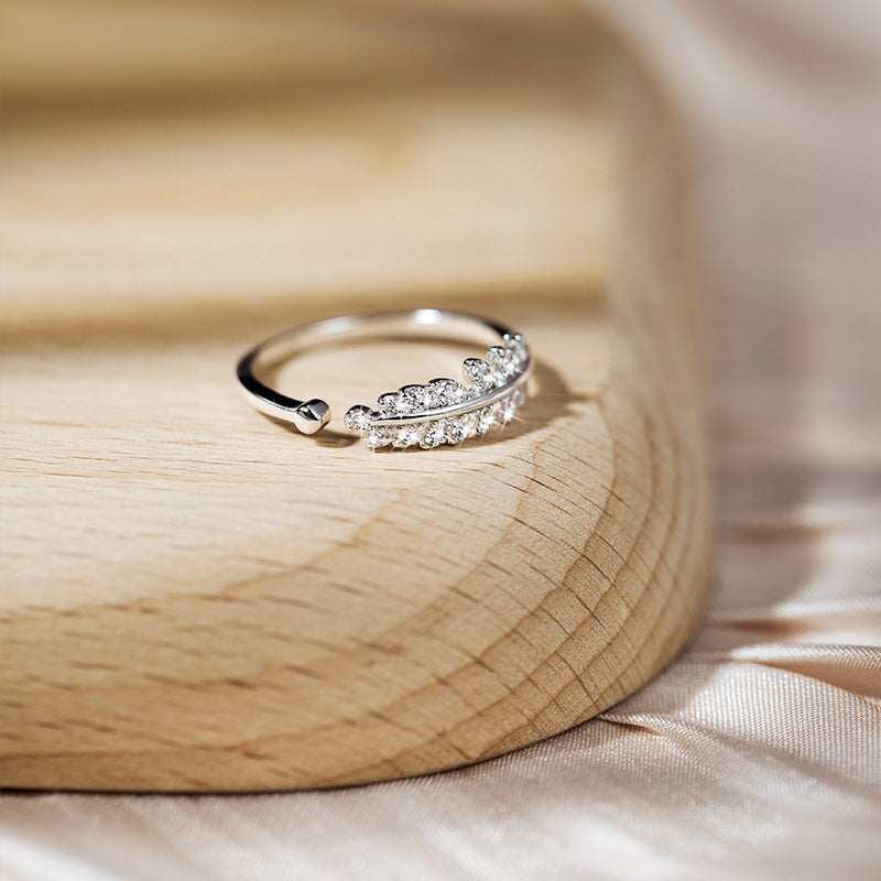 Adjustable Leaves Design Sterling Silver Ring Carly Jewelry