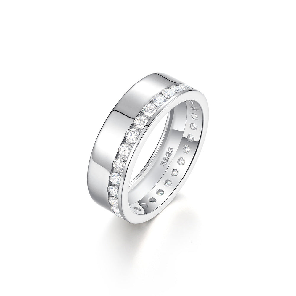 Men and Women's Moissanite Eternity Wedding Band with Channel Setting shine of diamond
