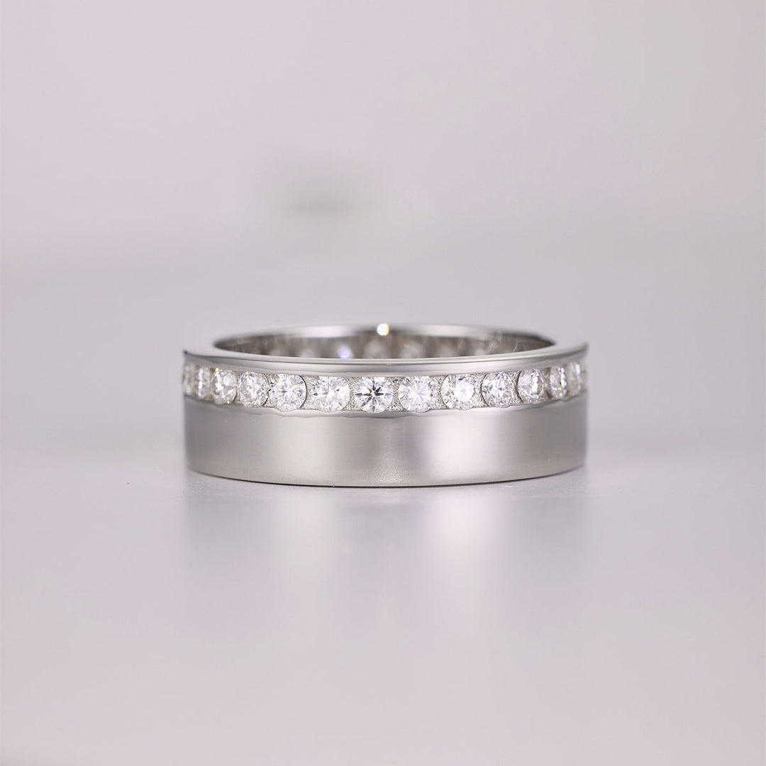 Men and Women's Moissanite Eternity Wedding Band with Channel Setting shine of diamond