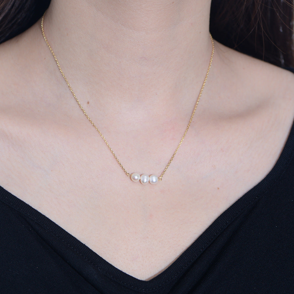 Elegant Natural Pearls Sterling Silver Necklace Carly Jewelry