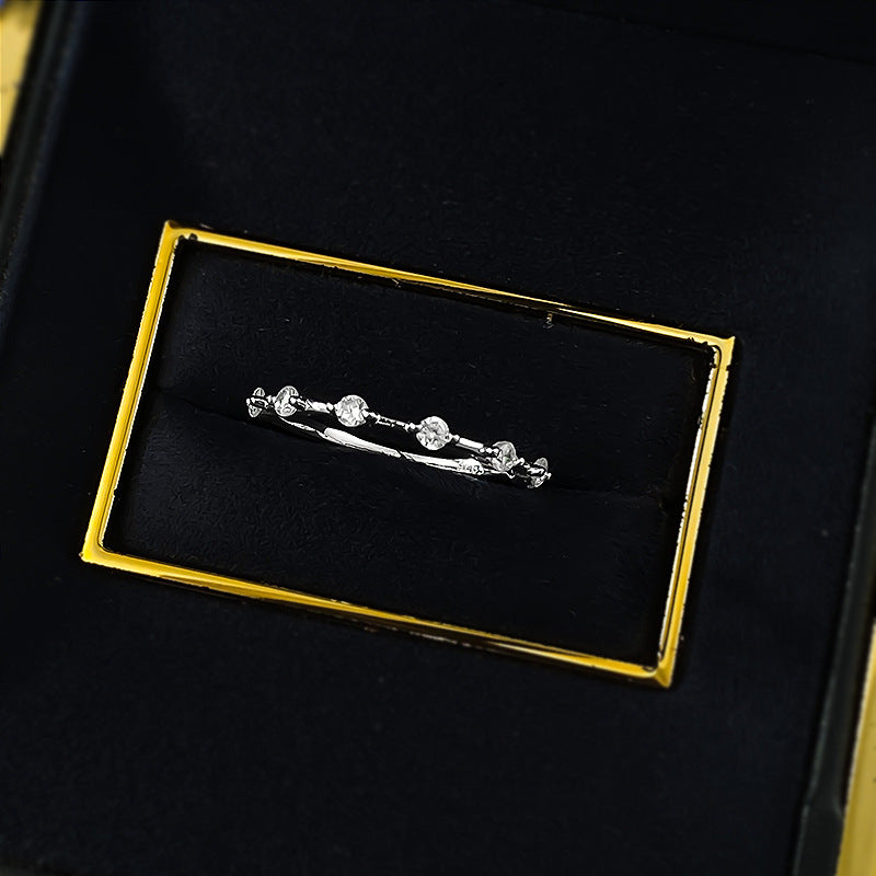 Simple Design Stackable Engagement Band in Sterling Silver for Women Shine of Diamond