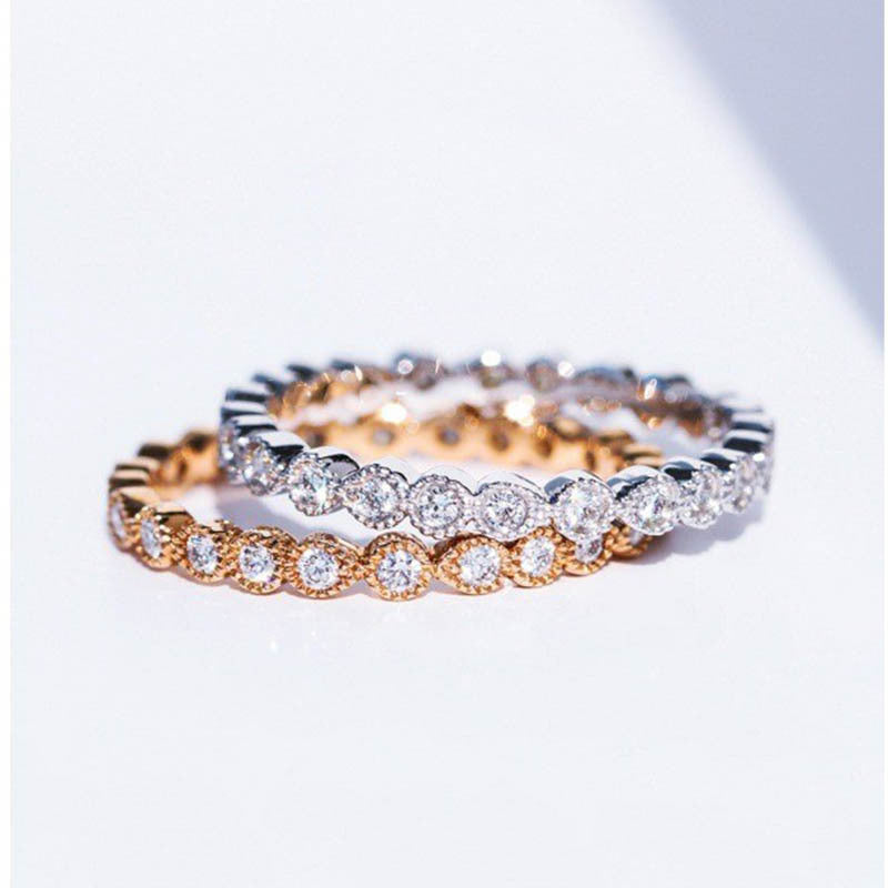 Round Cut Eternity Sterling Silver Ring Band Shine of Diamond