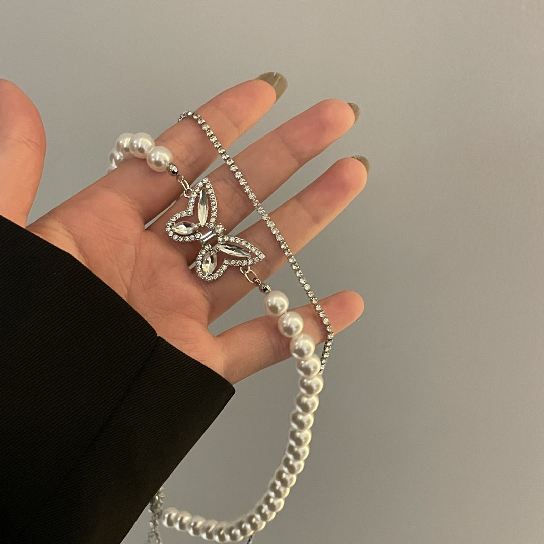 Butterfly Design Pearl Double Layered Choker Dazzleyesjewelry