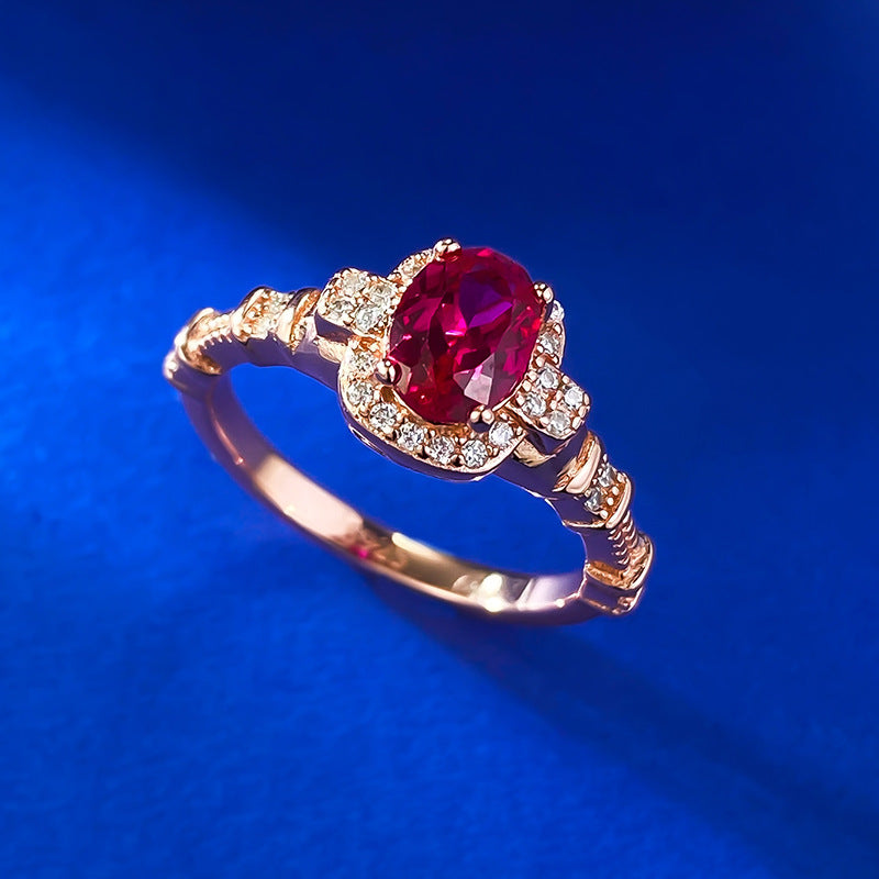 Vintage Design Ruby Oval Cut Sterling Silver Engagement Ring shineofdiamond