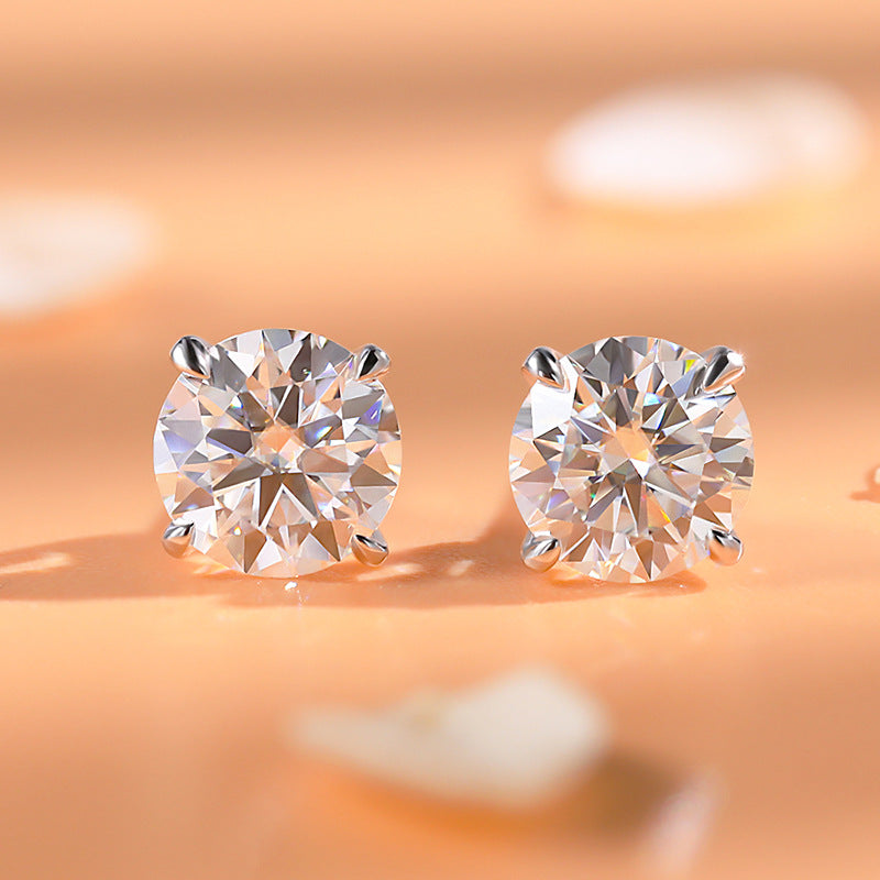 Classic 1.0ct 18K White Gold Plated D Color Moissanite Earrings Carly Jewelry