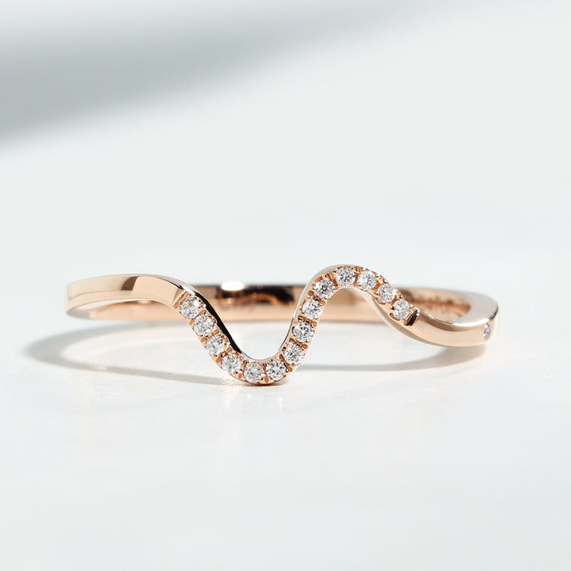 Simple Wave Design Rose Golden Tone Band Carly Jewelry
