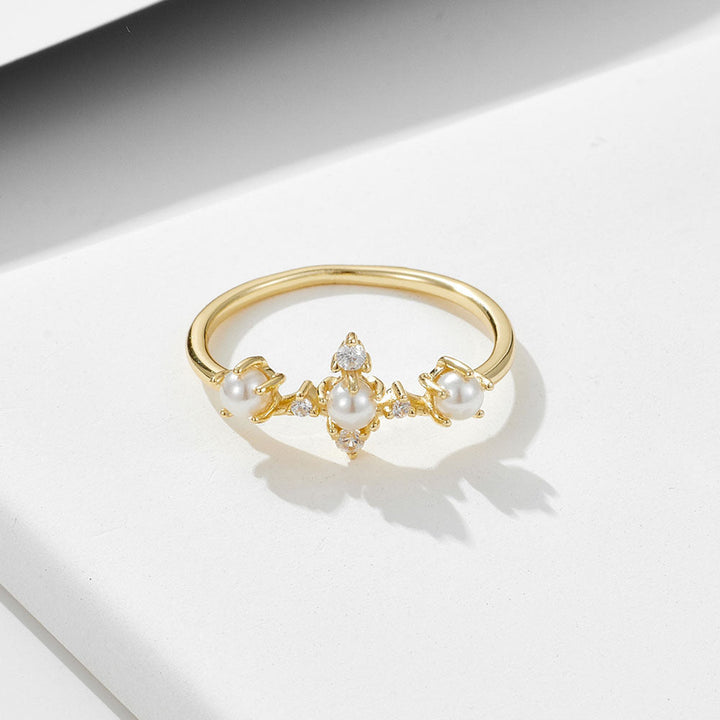 Crown Design Pearl Sterling Silver Ring Carly Jewelry