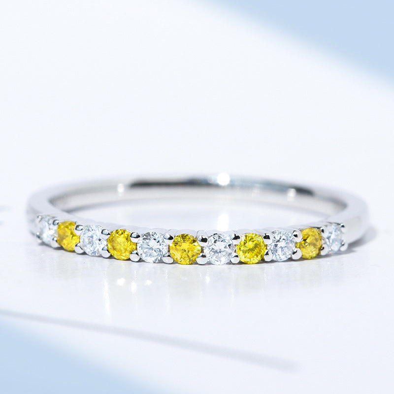 Two Tone Design 18k White Gold Plated Band Shine of Diamond