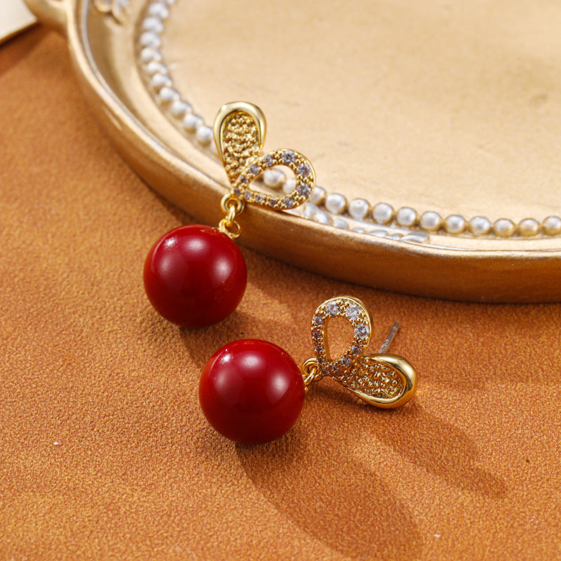 Elegant Heart Design Pearl Drop Earrings Carly Jewelry