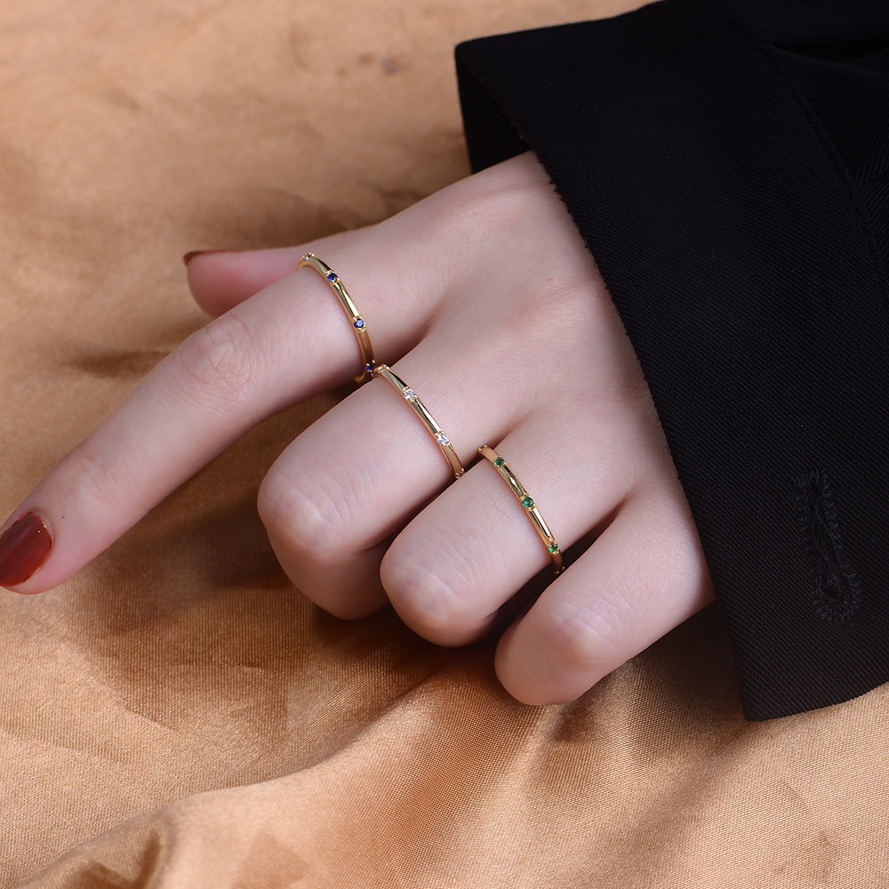 Simple Mutil-color Sterling Silver Wedding Band Juluro