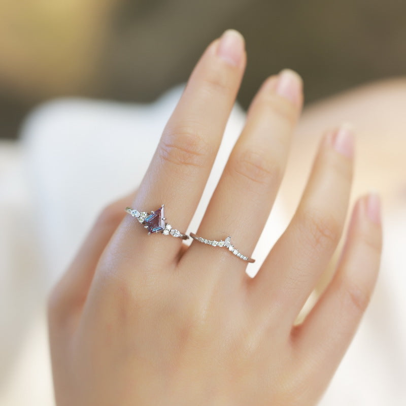 Gorgeous 2 Pcs Alexandrite Ring Set Carly Jewelry