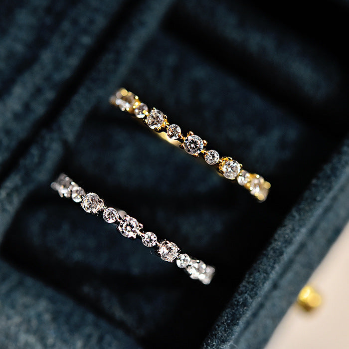 Special Price Classic Half Eternity Band in Sterling Silver in Silver / Golden Color Shineofdiamond